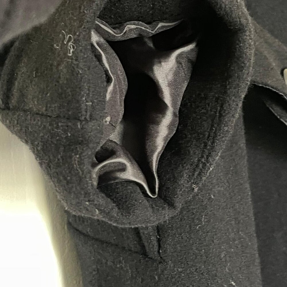 DONNYBROOK Black Vintage 100% Wool Coat Double Breasted full Length S 2P - Picture 14 of 14